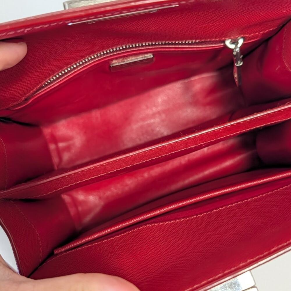 Prada Saffiano Leather Shoulder Bag Limited Edition Pop Art Portrait Red/Pink - Picture 13 of 16